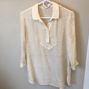 J McLaughlin Ivory 3/4 Sleeve Tunic